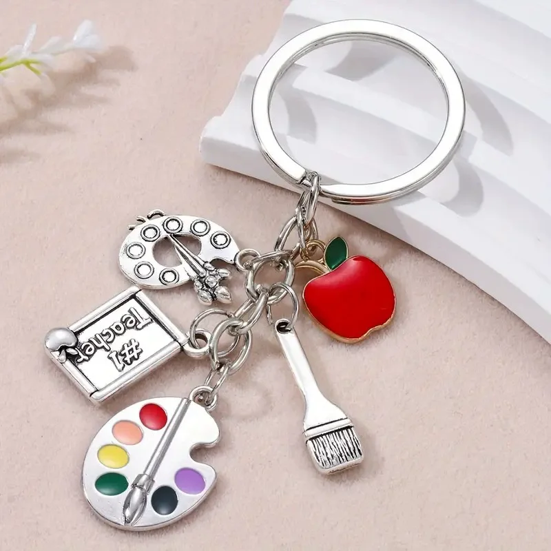 الكلاسيكية لوحة الرسم حاكم تلوين قلم رصاص المينا المفاتيح أبل فرشاة المعلقات للنساء الرجال هدية المعلم جيدة اليدوية والمجوهرات