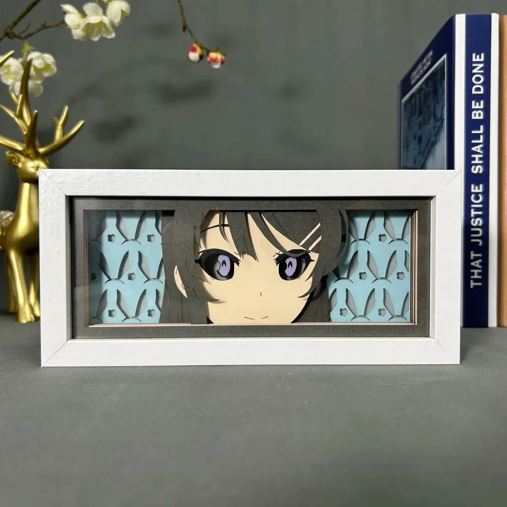 Ephemeral Bunny Girl Led Anime Light Box For Bedroom Decoration Paper Cut Shadow Box Birthday Gift Bedside Night Lamp