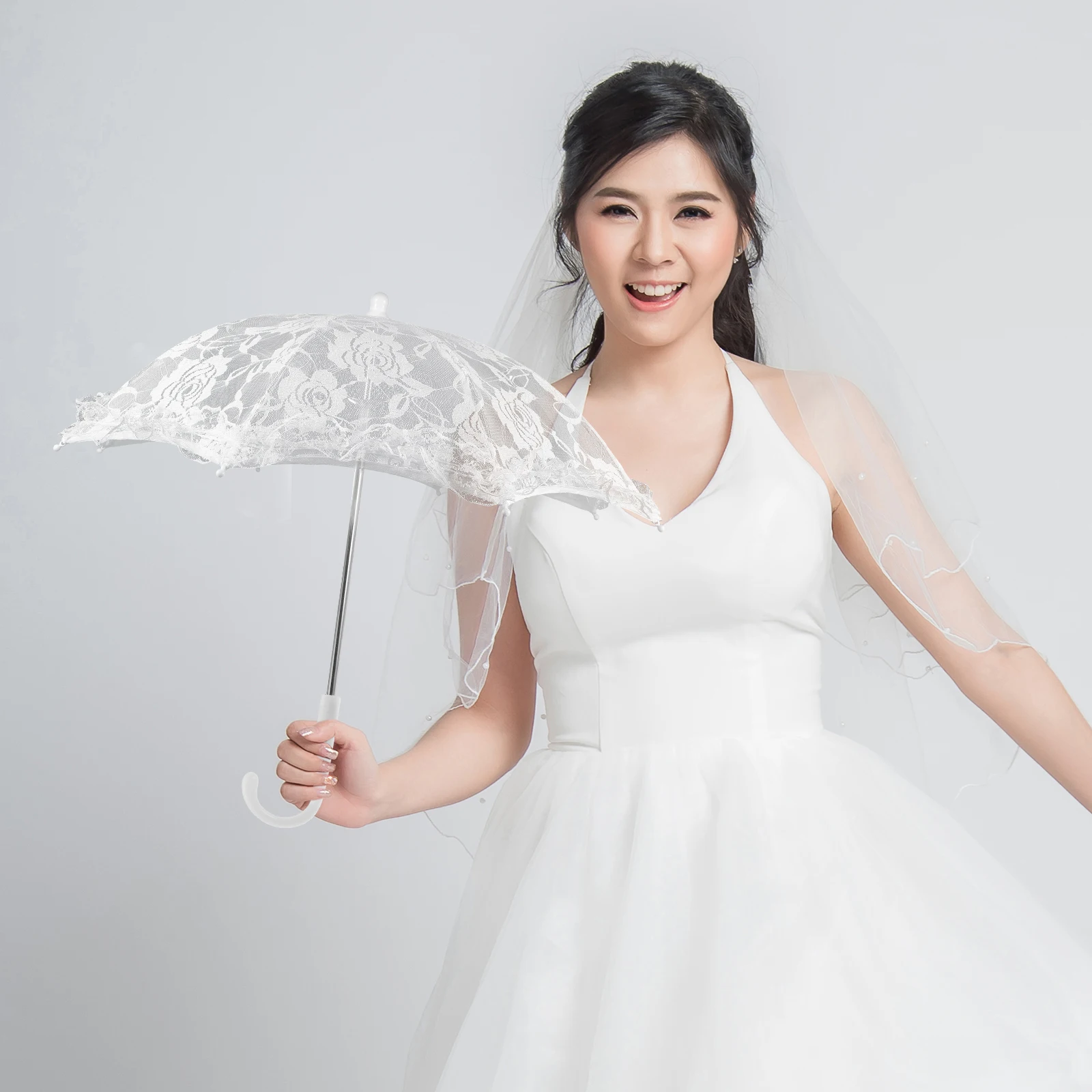 

Кружевной зонт, белый винтажный свадебный реквизит для фотосессии, декоративный зонт для женщин, чайный фестиваль, невеста