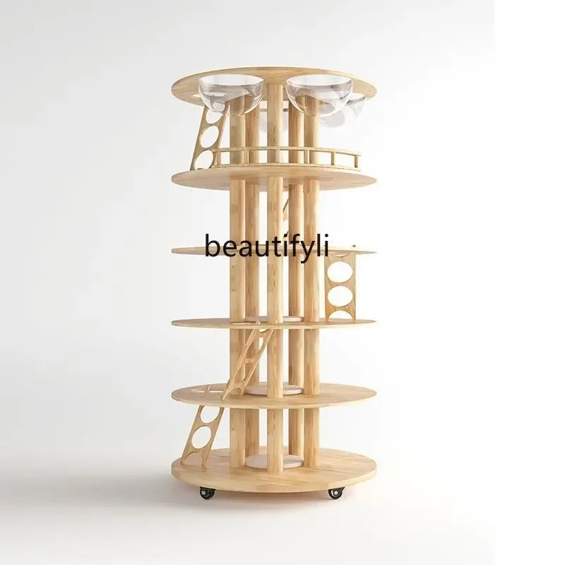 

Cat climbing frame, nest tree integrated super large all solid wood cat display stand luxury, house, villa Tongtian pillar