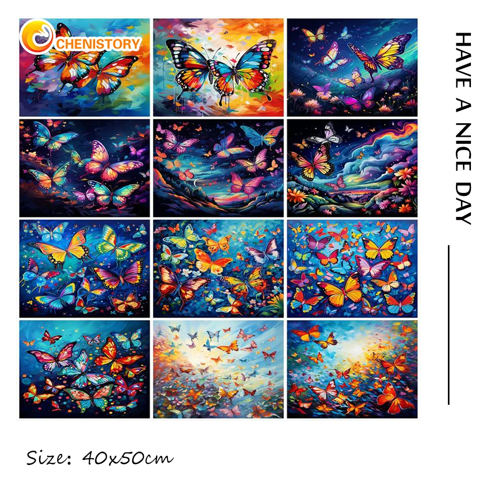 

Набор для рисования по номерам на холсте бабочка, с пейзажем