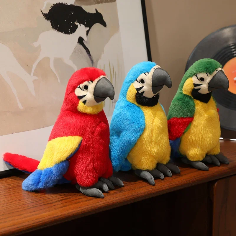 

Cute Lifelike Macaw Parrot Stuffed Toy Soft Fluffy Blue Red Green Macaw Plushie Simulation Bird Doll Birthday For Bird Lovers