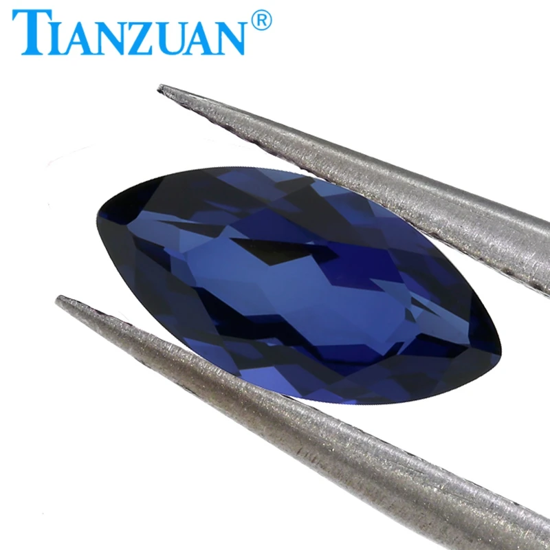 

3x6-10x20 мм синий цвет форма маркизы натуральная огранка искусственный сапфир синтетический корундовый камень прозрачный свободный камень