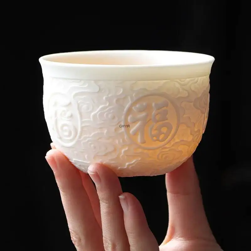 فنجان شاي من السيراميك كوب للتأمل مصنوع يدويًا ثلاثي الأبعاد وعاء شاي مريح طقم شاي صيني إكسسوارات كوب رئيسي #1