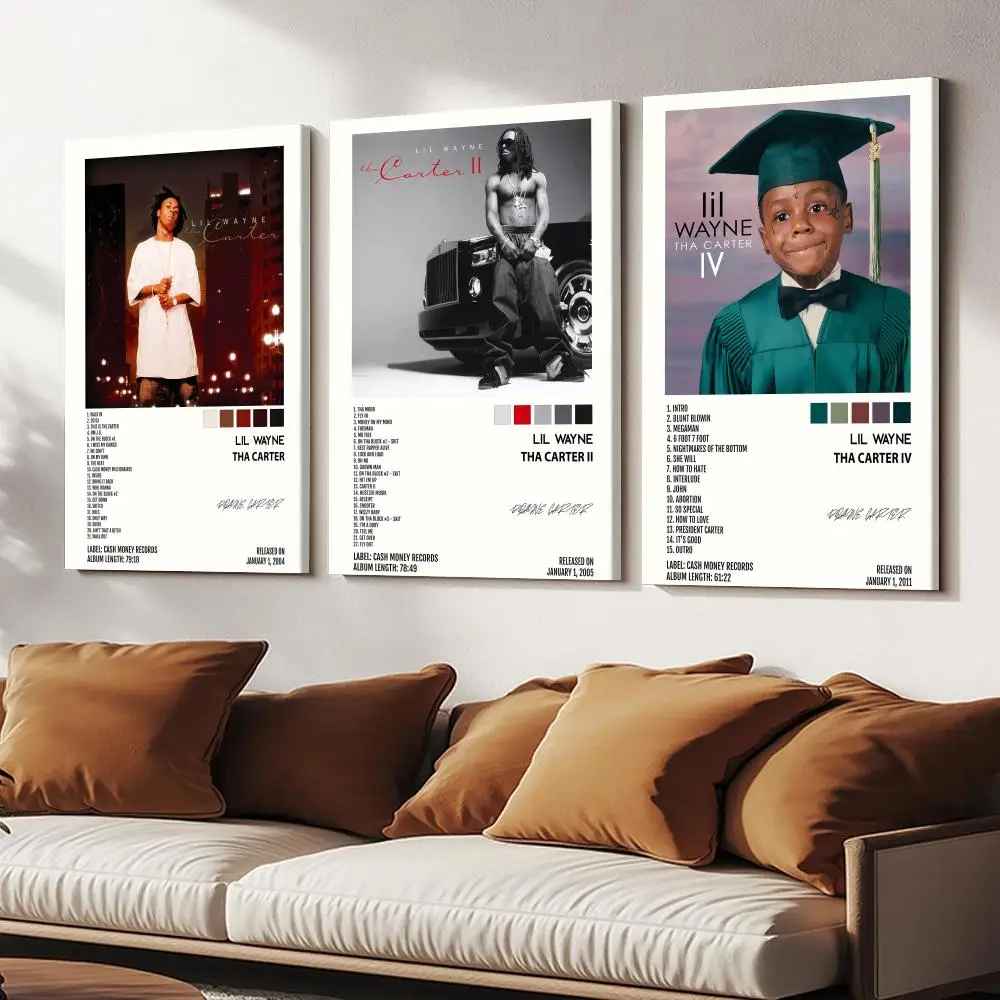 Rapper L-Lil Wayne Painting Calligraphy Wooden Framed Canvas Poster Wall Art HD Waterproof Print Home Decor