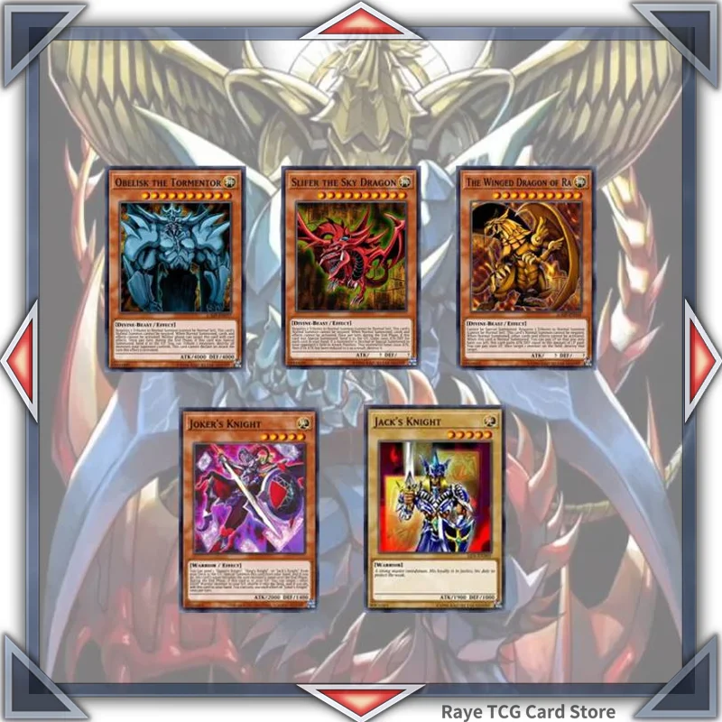 56 PCS Knight Egyptian God Slifer the Sky Dragon Obelisk the Tormentor Yugioh Card Game DIY MD YGO Deck Not Original Master Duel