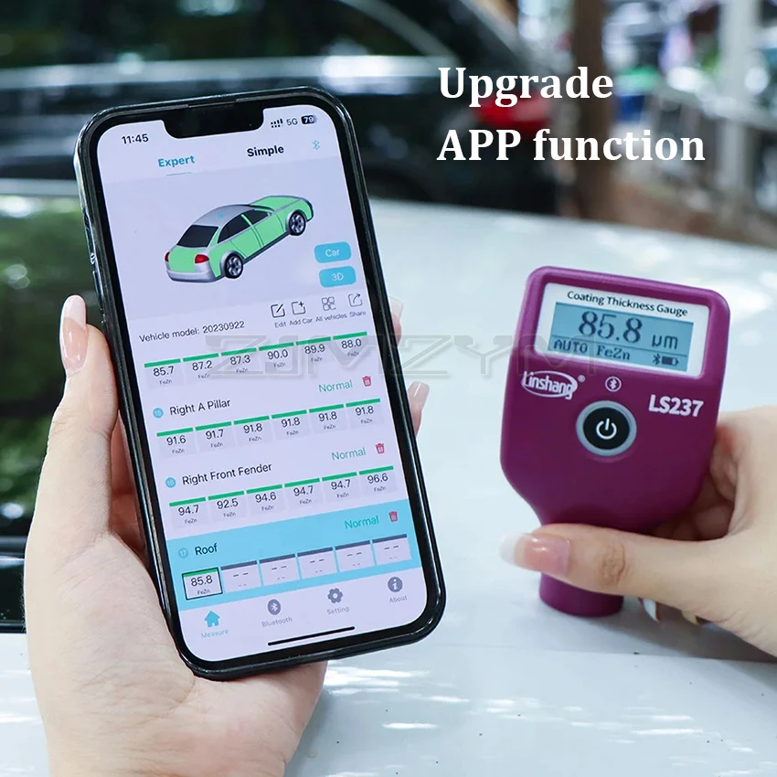 LS237 Car Paint Coating Thickness Gauge Meter for Auto Coating Thickness Measuring Range 3500um with Type-C Charge Function