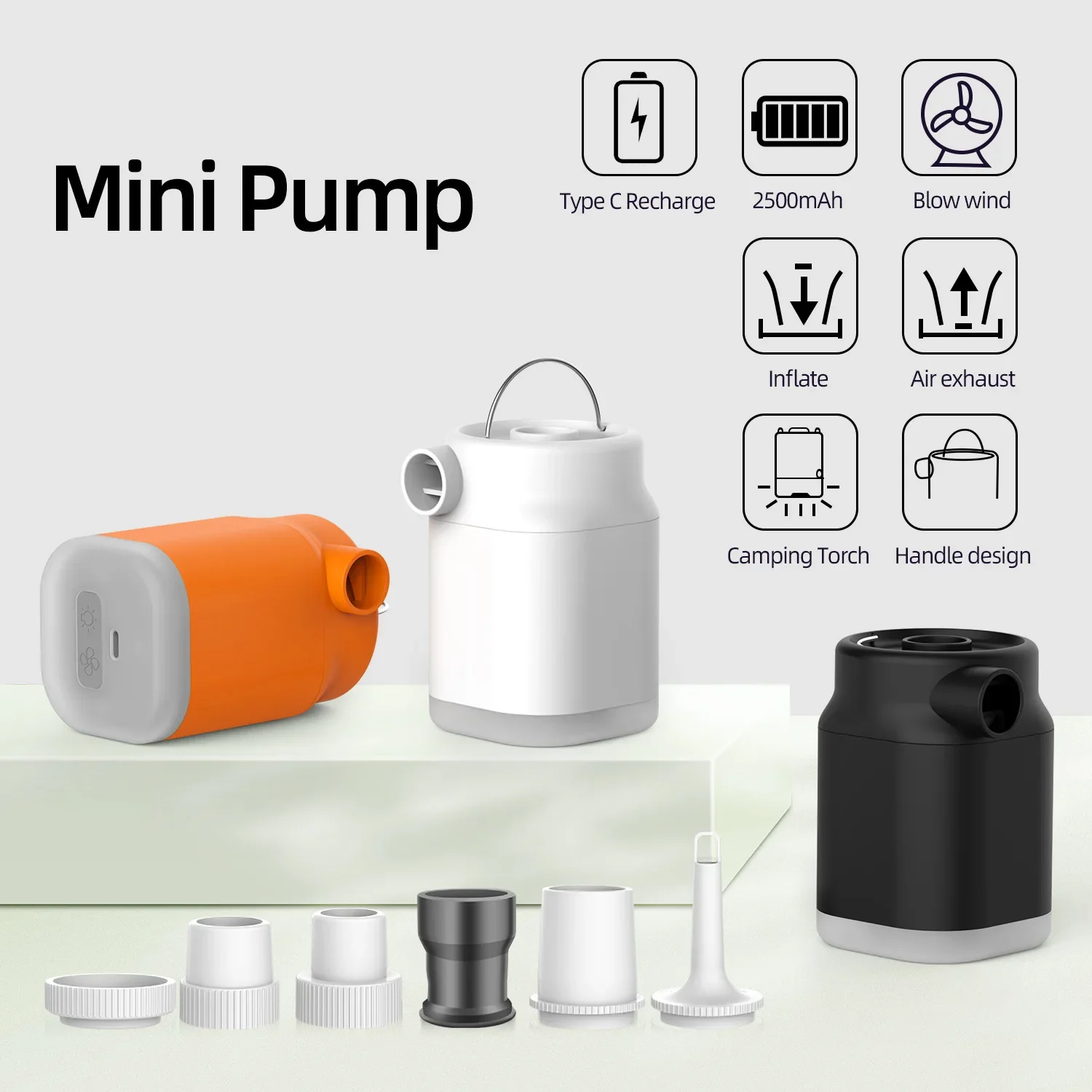 

Portable Electric Air Pump Outdoor Camping Mini Inflate and Deflate Inflator Pump for Pool Toy Boat Mattresses Swimming Ring