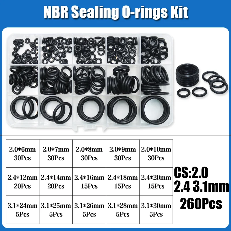 O-Ring NBR Dichtungsscheibe Sanitär Dichtung Dicke 1/1,5/2,0/2,4/3,1/4,0 Nitril-Butadien-Gummi Abstandshalter Ölbeständigkeit Oring Kit – Detail 13