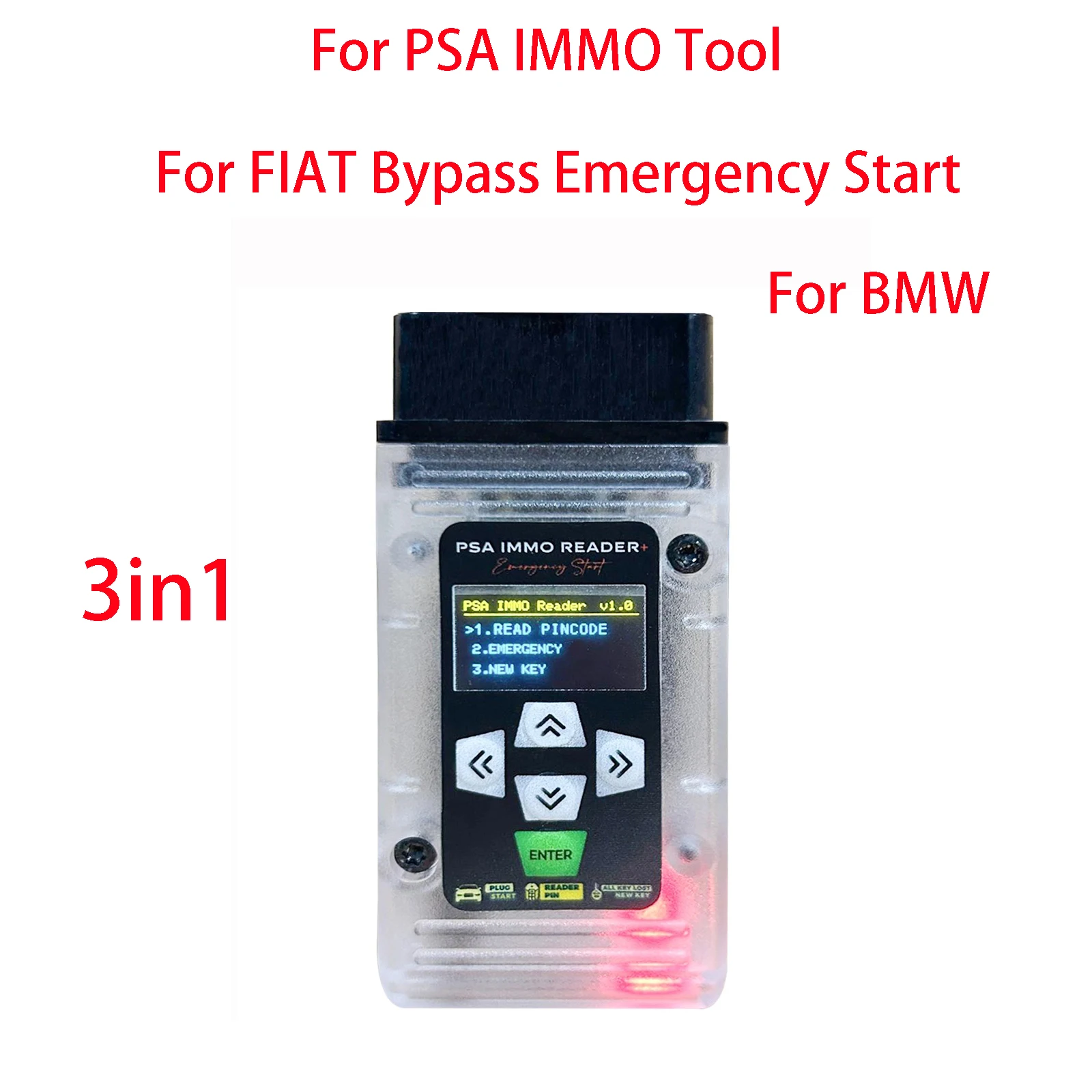 For PSA IMMO Reading Pin For FIAT Bypass For BMW 3in1Emergency Start Plug and Play Code For Peu-geot Citro-en Key Simulator OBD