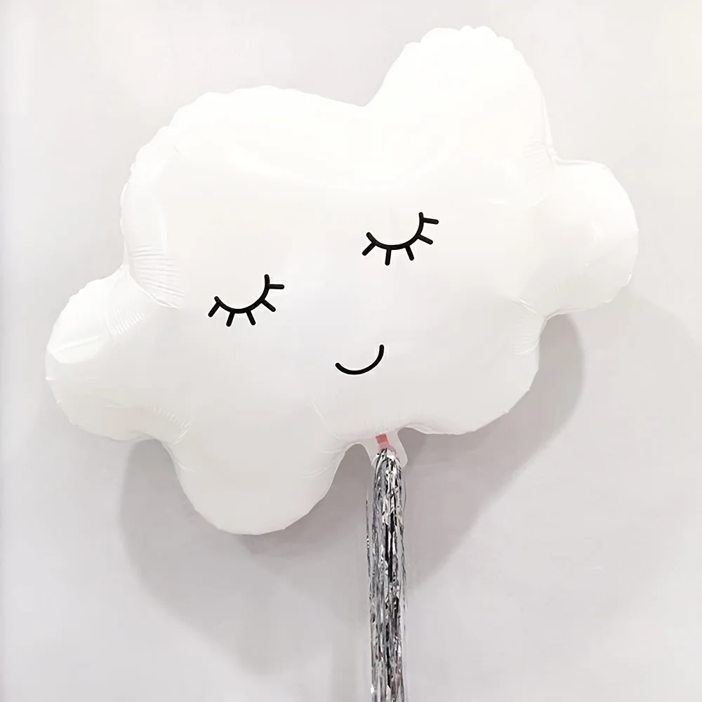 5Pcs 30inch White Cloud Balloons Cloud-Shaped Aluminum Foil Polyester Film Balloons for Gift Giving Cloud Theme Party Birthday Decoration Supplies - view 5