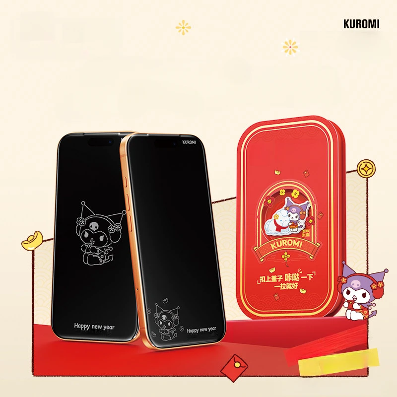 2-delige set Kawaii Cartoon Kt Kat Onzichtbare Schermbeschermer voor iPhone 17 Pro Max 16 15 14 13 Cinnamoroll Kuromi Gehard Glas