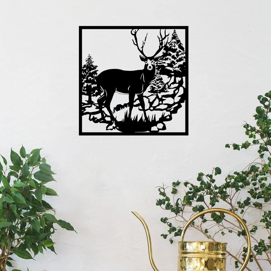 Adorable Splendid Exquisite Metal Wall Decor – Deer in the Forest. A Cute Hanging Animal Metal Ornament