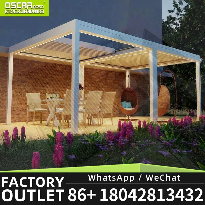 Rot Proof Extruded Aluminum Motorized Louvered Pergola Customized For Party Outdoor Patio Garden Louver Pergola