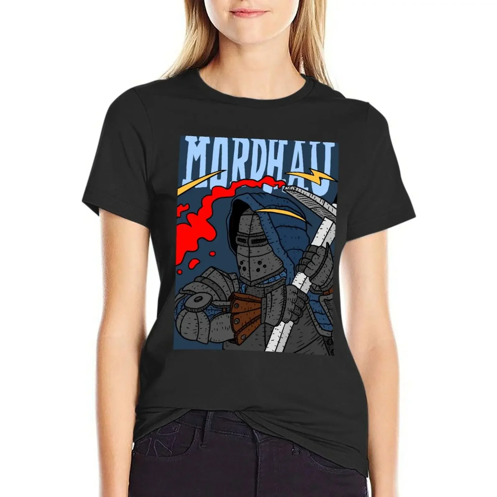 

mordhau, the knight's sword chop. video game art. T-shirt aesthetic clothes summer top Women tops