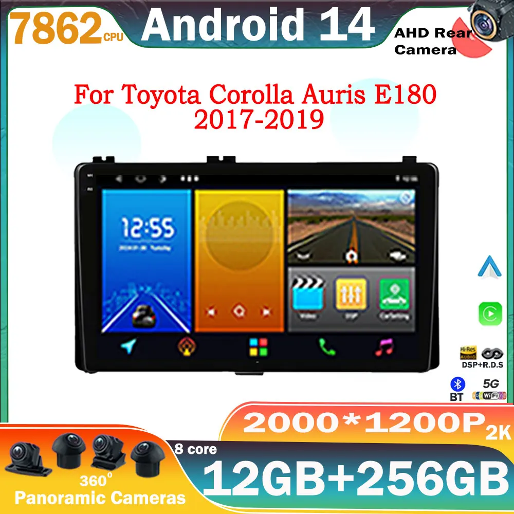 Android 14 Carplay Car Radio For Toyota Corolla Auris E180 2017 2018 2019 Multimedia Video Player Navigation GPS Stereo 2din DVD