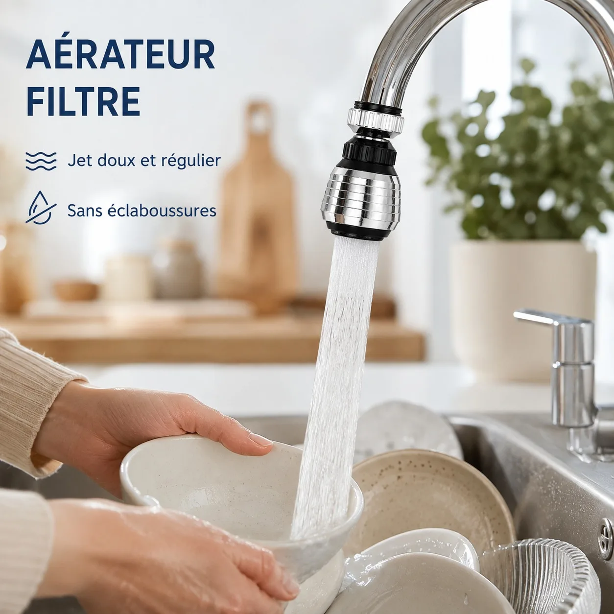 2 unidades de aireador giratorio de 360 grados para grifo, filtro de agua, punta ajustable de plástico que ahorra agua, con adaptador para fregadero de cocina y lavabo de baño.