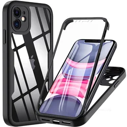 360 Full Body Protection Case For iPhone 15 14 13 12 11 Pro Max X XR 7 8 Plus SE 2020 Front Screen Shockproof Cover