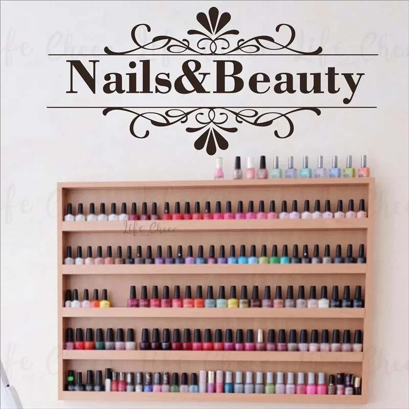 

Nail Artist Removable Murals Nails And Beauty Logo Wall Decal Floral Design Nail Salon Wall Sticker Nails Studio Decor