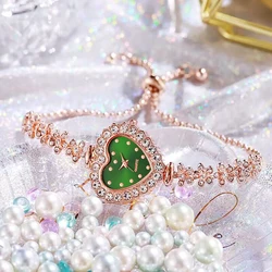 Fashion Women Watches Luxury Rhinestone Heart Dial Quartz Watch Ladies Bracelet Wristwatches Clock Relogio