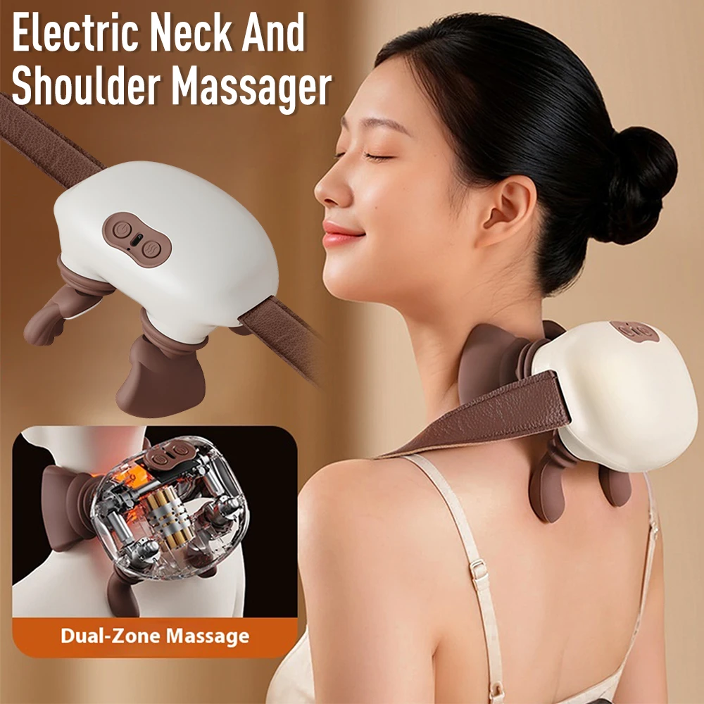 

1-2 шт. массажер для шеи и плеч с подогревом, машина для массажа глубоких тканей шиацу, 3-уровневые бионические инструменты для разминания шейной спины, новинка