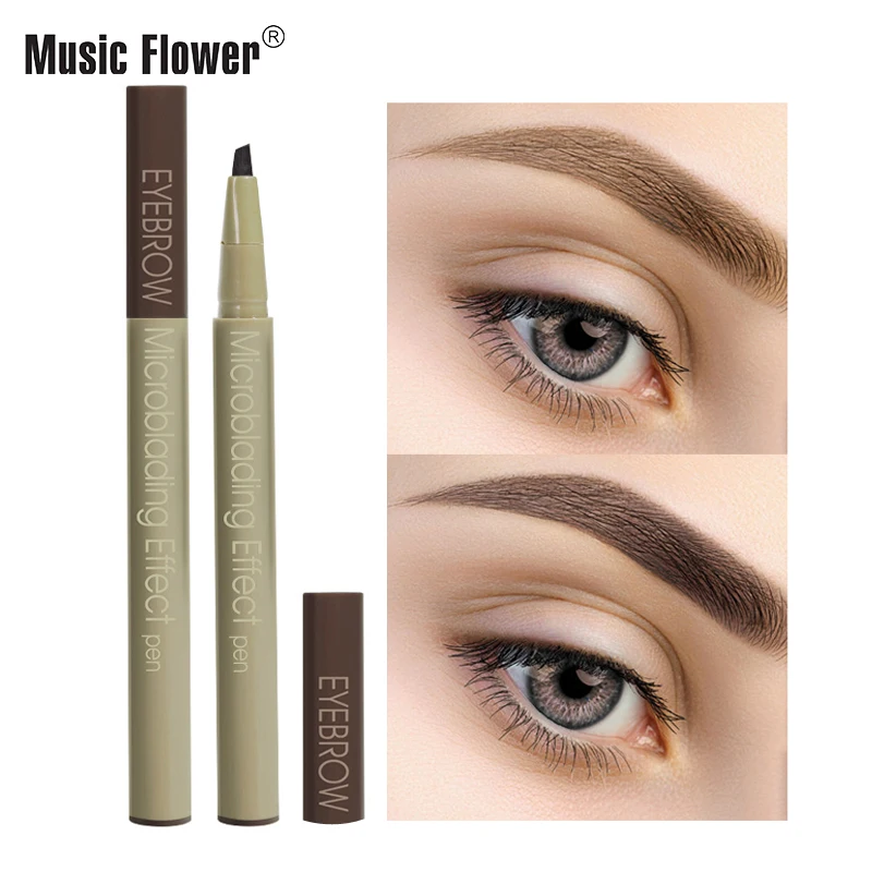 Music Flower Easy to Wear Eyebrow Pencil Eye Brow Cream Eyes Makeup Cosmetics Waterproof Eyebrows Enhancer Liquid Matte Brow Pen