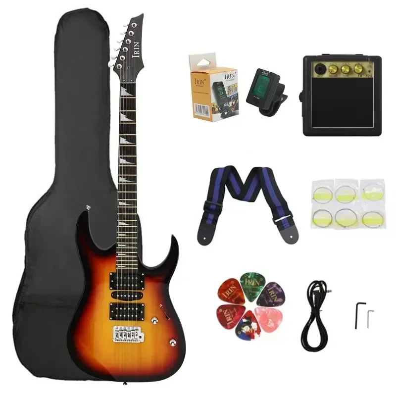 Guitarra eléctrica multicolor de 6 cuerdas, 24 trastes, cuerpo de arce, Guitarra eléctrica con bolsa, altavoz, accesorios de Guitarra necesarios