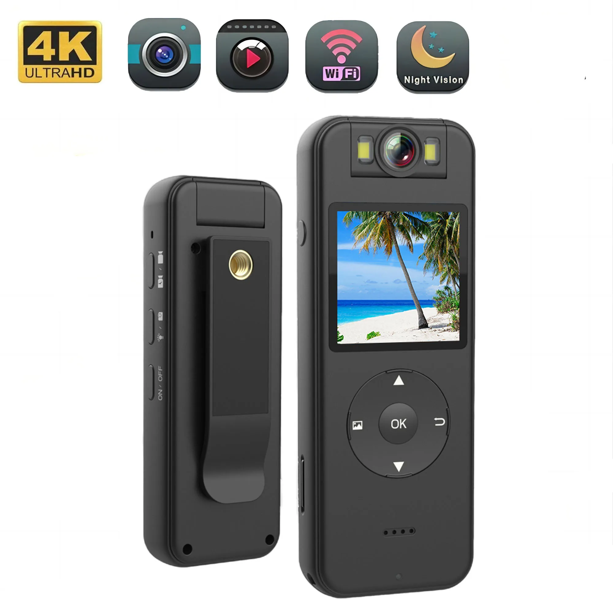 

4K Mini Body Camera WiFi Hotspot Night Vision Sports Camera Screen Display Wireless Video Recorder Portable Action Cam