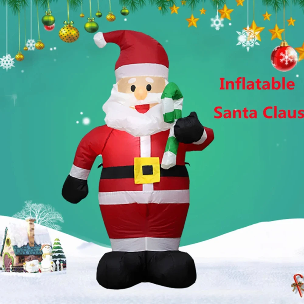 1.2M Christmas Inflatable Santa Claus Takes Candy With LED Lights Outdoor Party Supplies Christmas Decoration Garden Arrangement