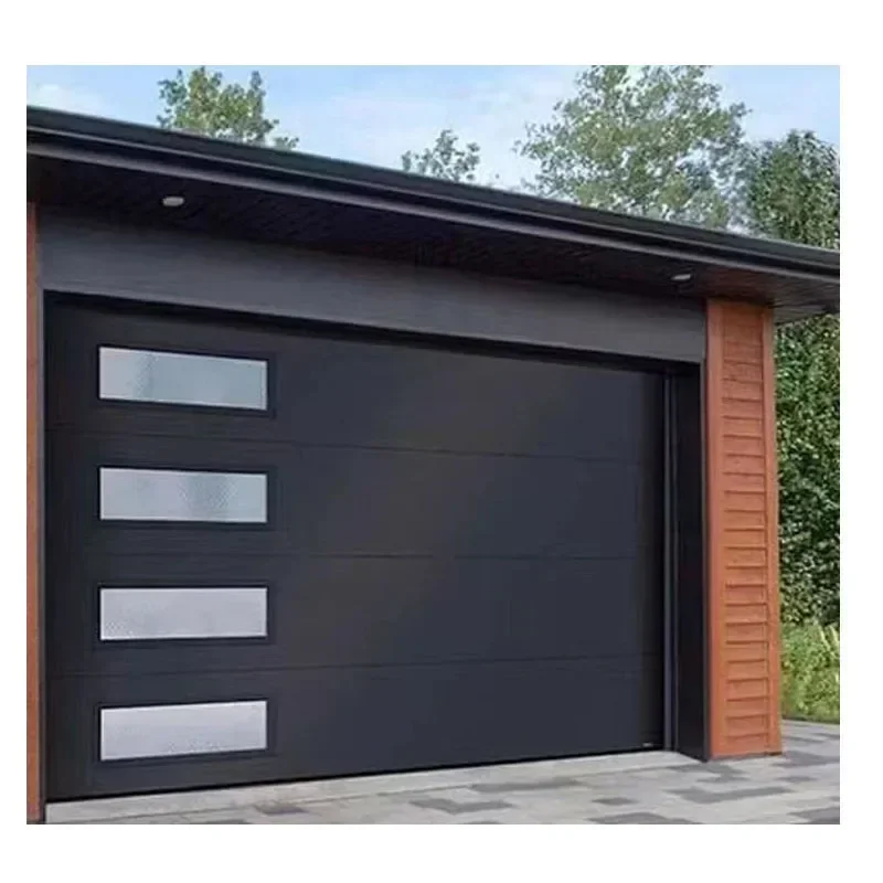 Modern 9x8 Steel Overhead Insulated Sliding Automatic Garage Glass Door