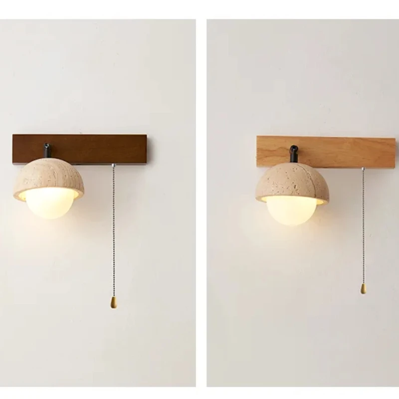 

360 Degree Adjustable Joint Vintage Yellow Cave Stone Wall Lamps with Zipper Switch Aisle Living Room Bedroom Bedside Wall Light