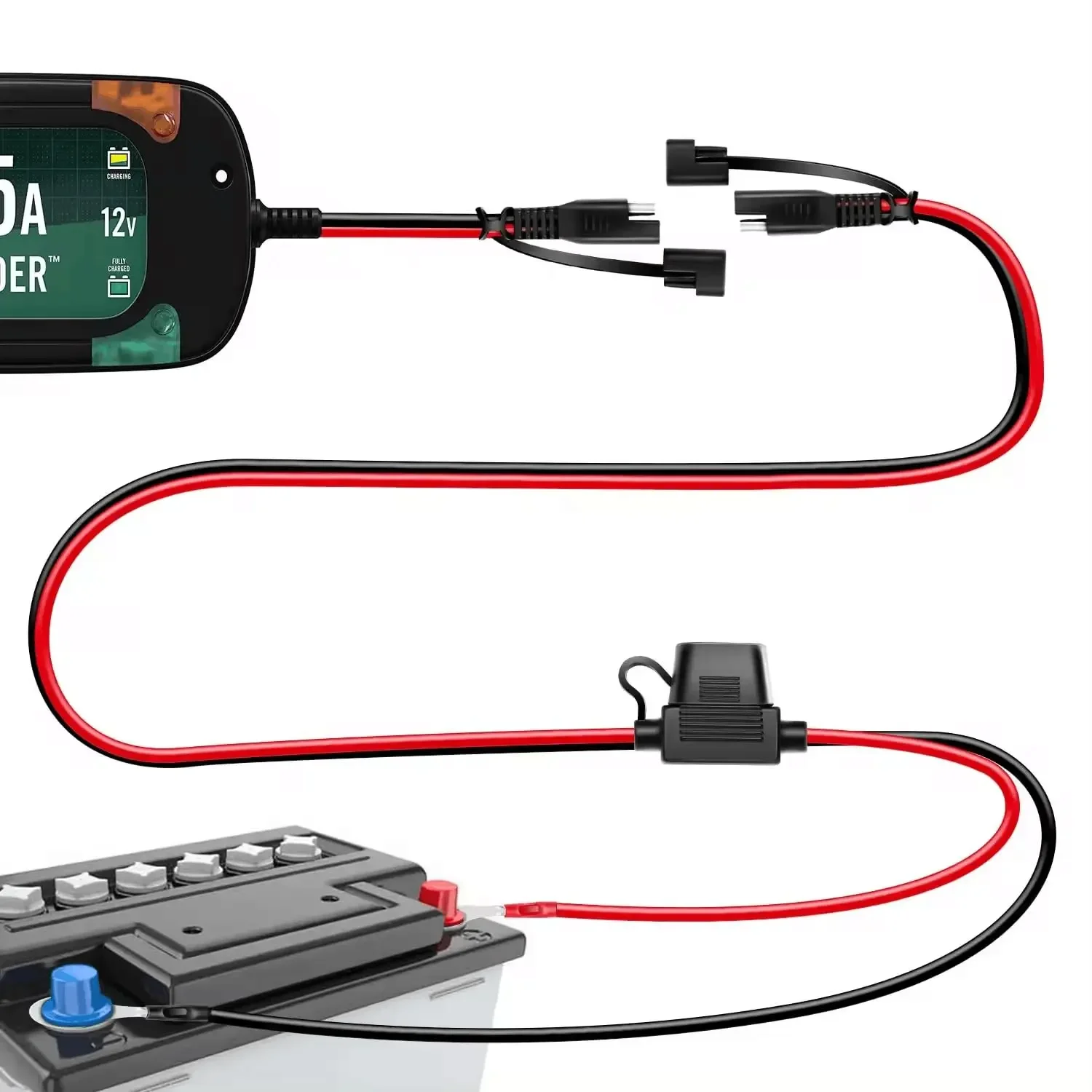 SAE to O Ring Terminal Harness 18AWG 16AWG 14AWG 12AWG 10AWG 60CM SAE Battery Extension Cable for Solar Panel Motorcycle Car RV