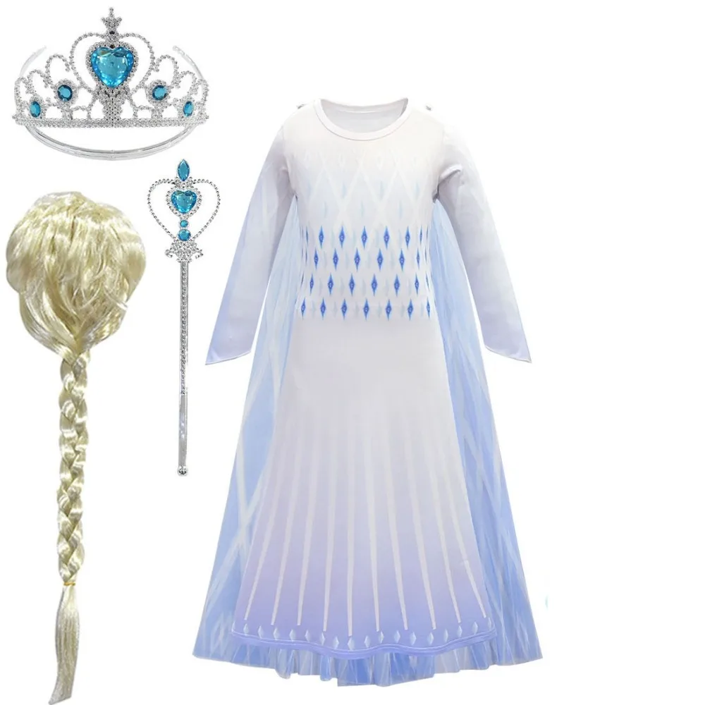 

Anna Elsa Princess Girl Costume Halloween Cosplay Party Vestidos Birthday Carnival Snow Queen Dress Frock Girls Kids Dress