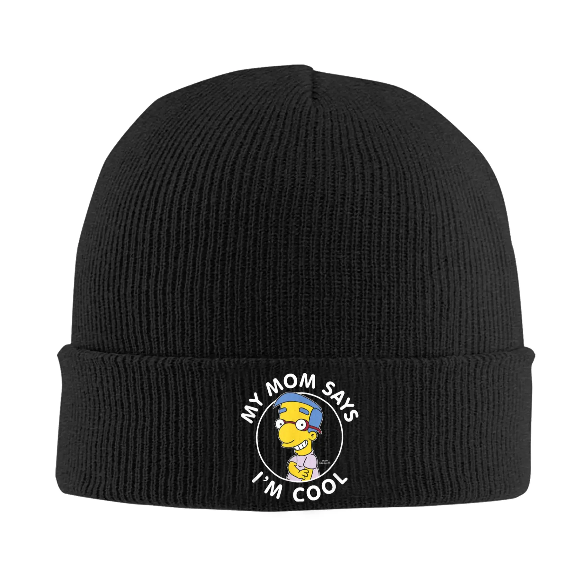 The S-simpson Milhouse My Mom Says I'm Cool Beanie Hats  Bonnet Hats Men Women Casual Kpop Skullies Beanies Pattern Elastic Caps