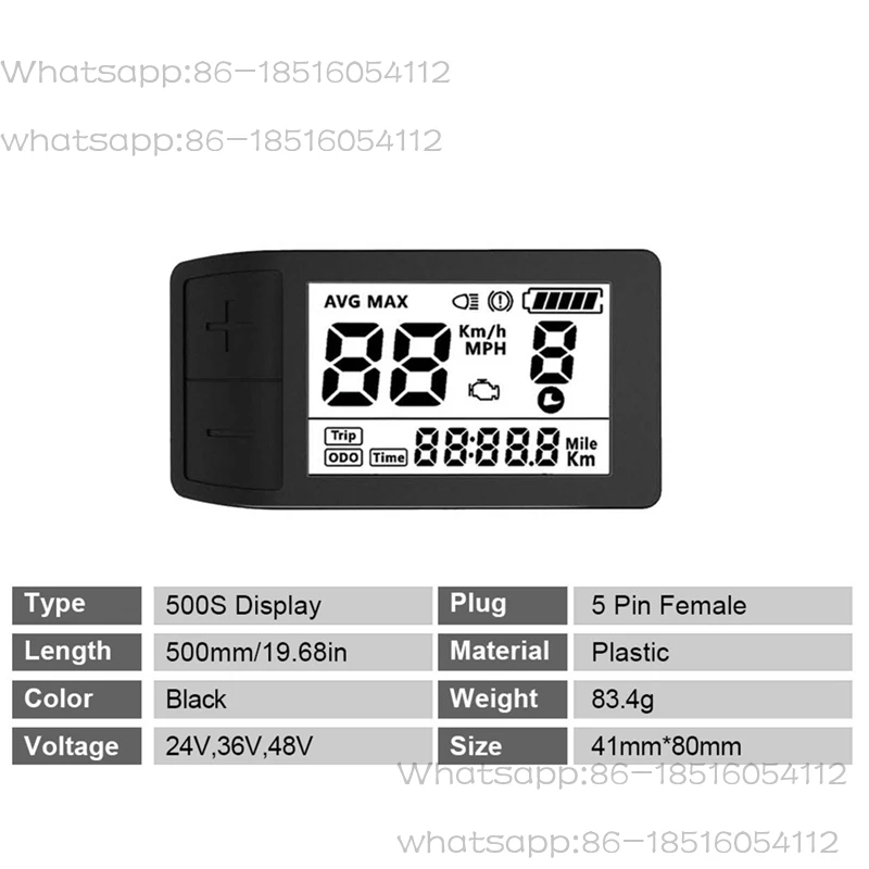 Electric Bike 500S Display 0-9 PAS Speed Indicator 24V 36V 48V for BBS01 BBS02 Mid Drive Motor Bicycle Ebike UART Meter