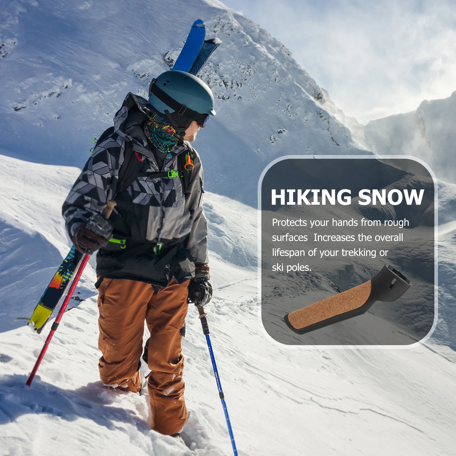 

Cork Trekking Pole Handle Hiking Rod Tool Walking Stick Adapter Ski Elderly Grip Portable Sturdy Longevity Camping