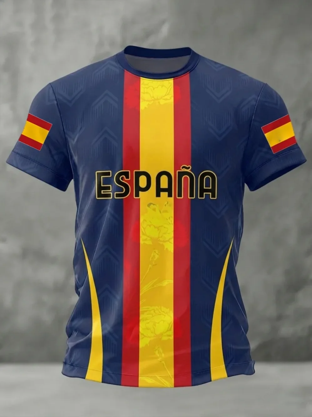 2026 Summer Collection Spanish Men's Football Jersey, Classic Crew Neck Short Sleeve, Sporty Men's Wear