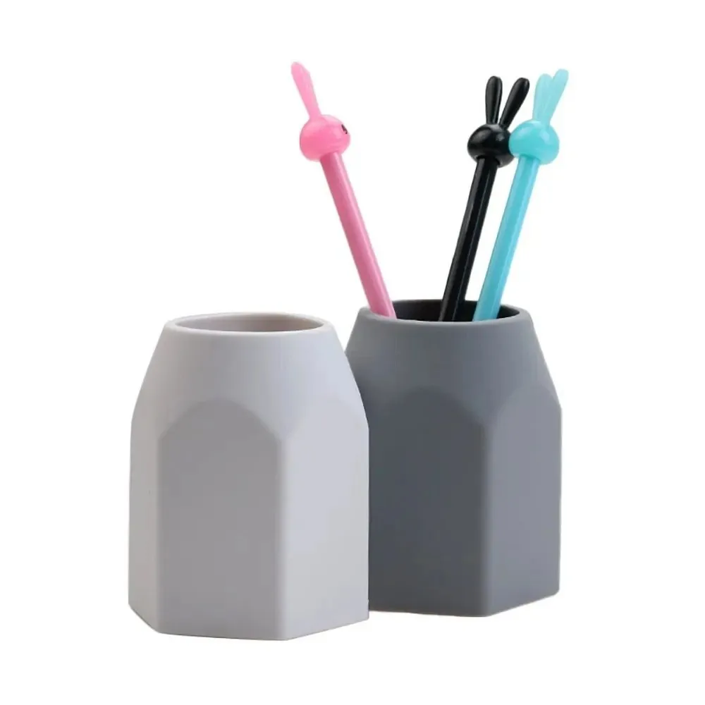 New Silicone Pen Holder Anti-slip Hexagonal Desktop Pencil Holder Storage Box Office Students Stationery