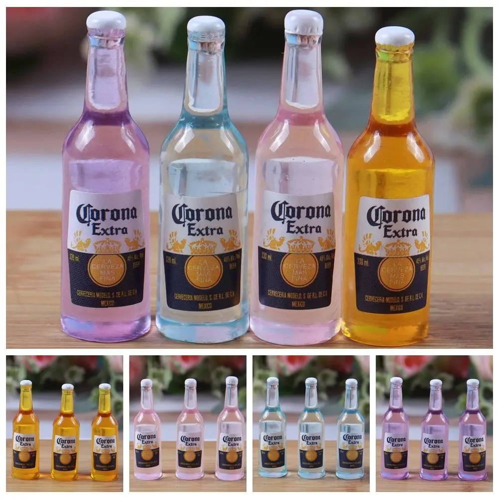 Cute Creative Resin Miniature Beer Bottle DIY Phone Case Accessories Simulation Drinks Food Pretend Play Doll House