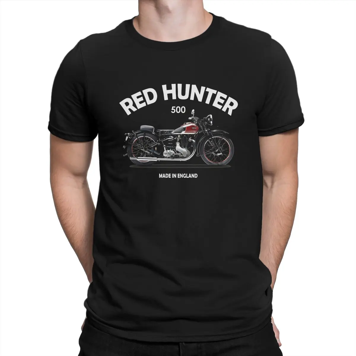 The 1935 Red Hunter T-Shirts for Men A-Ariel Vintage Cotton Tee Shirt Crewneck Short Sleeve T Shirt Printed Clothing