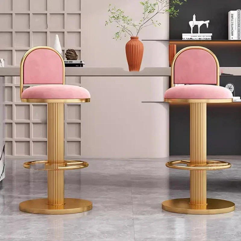 Modern Beauty Salon Chair Cafe Breakfast Swivel Bar Stool Kitchen Home Luxury Minimalist Lounge Backrest High Tall Stool Counter