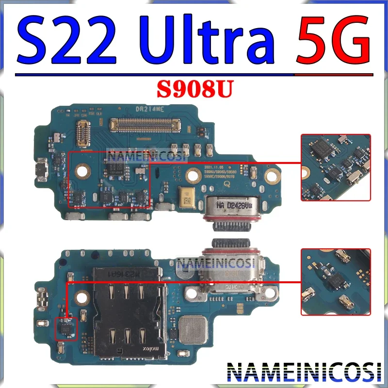 Usb Dock Charger Port for Samsung Galaxy S22 S23 Plus Ultra S901 S906 S908 S911 S916 S918 0 B U N Charging Board Module