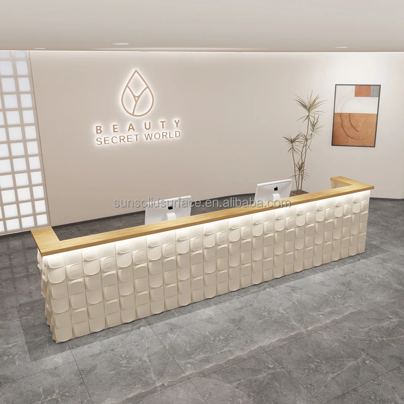 Customized.LED Fantastic Shape Reception Counter Reception Desk l Shaped Reception Desk for Office Beauty Salon