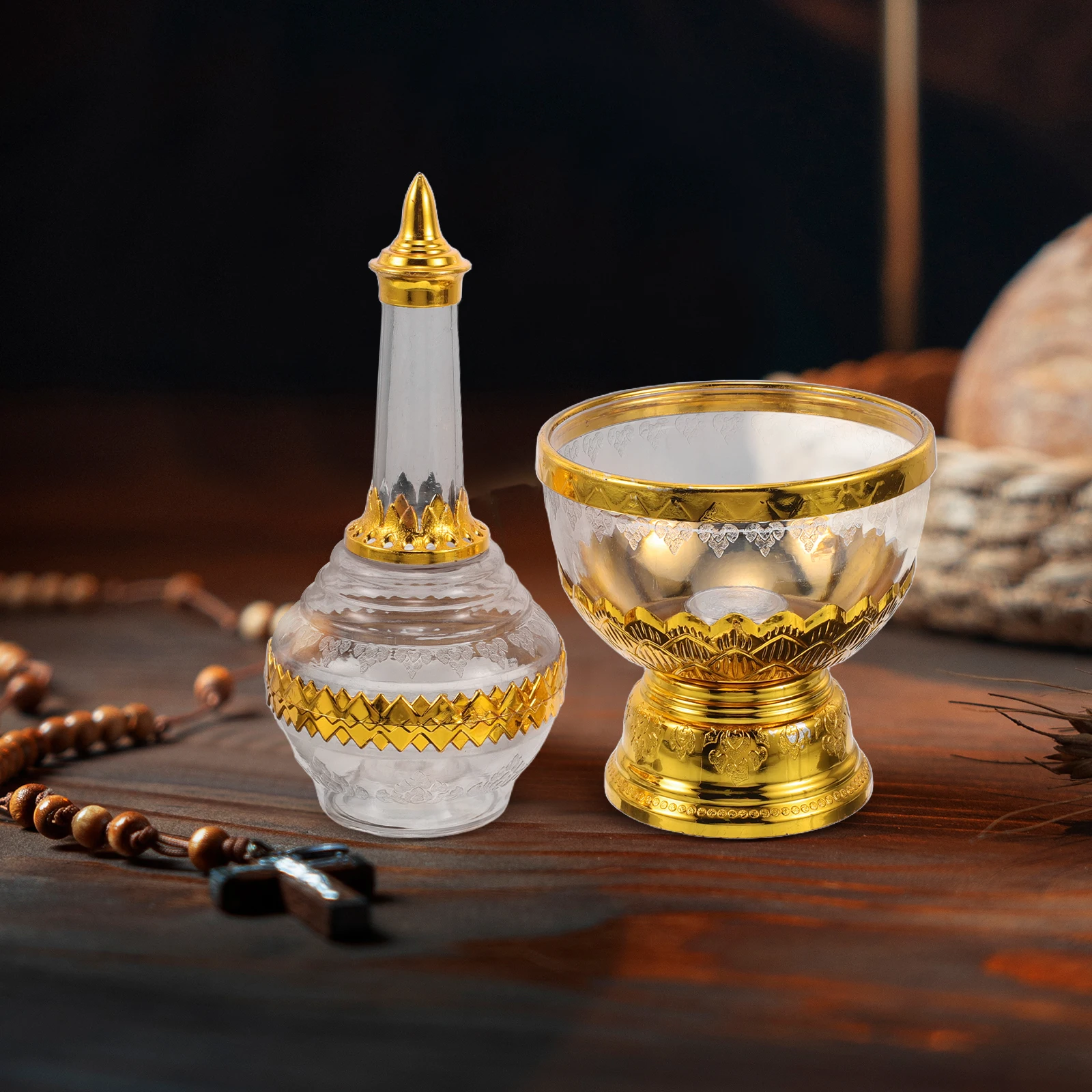 نعمة كوب ماء زجاجة بالتنقيط المقدسة الزجاج الصلاة سفينة المعمودية طقوس الحماية اللوازم الدينية تقديم وعاء ديكور المعبد