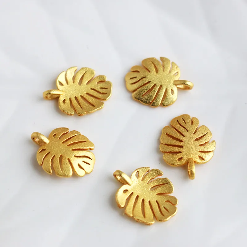 18K Matte Sand Gold Plated 13*17mm Banana Leaf Charm DIY Bracelet Necklace Earring Jewelry Findings
