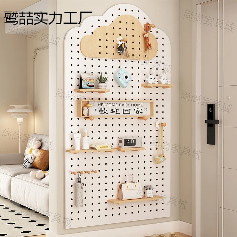 Solid wood cave entrance wall rack entry baffle storage wall