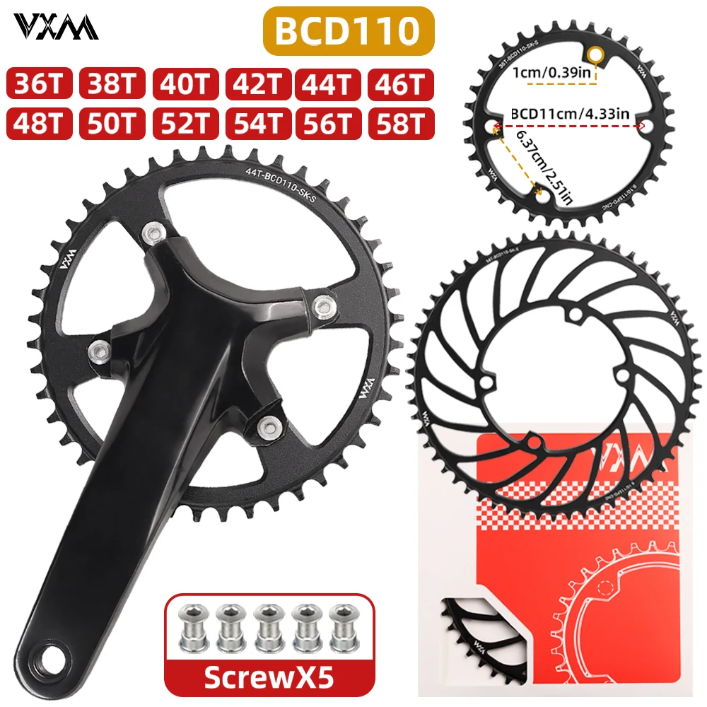 VXM 110BCD Chainring 36T-58T Bike Narrow Wide Chainwheel 110BCD-4 Bolt Chain wheel For R7000/8000/9100/9000/4700/6800/7100/8100