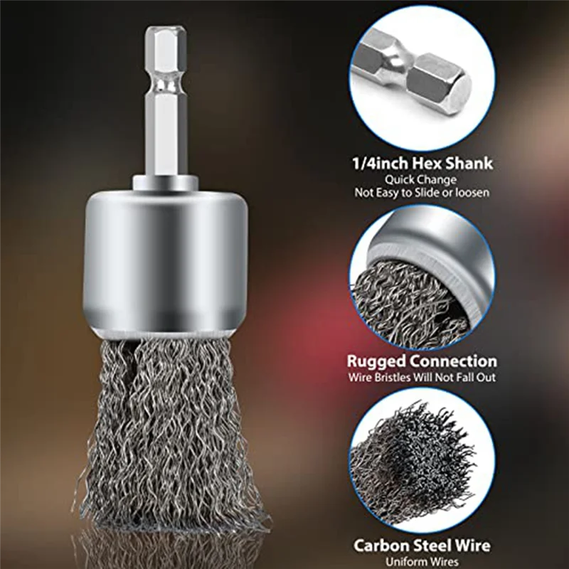 

AB08-12PCS колесо проволочной щетки для дрели для удаления ржавчины поверхности краски и небольших помещений