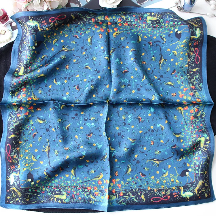

Small Silk Scarf 12MM Women Square Head Bandanas Shawl Hair Neck Bag Accessories Women Foulard Femme 53CM