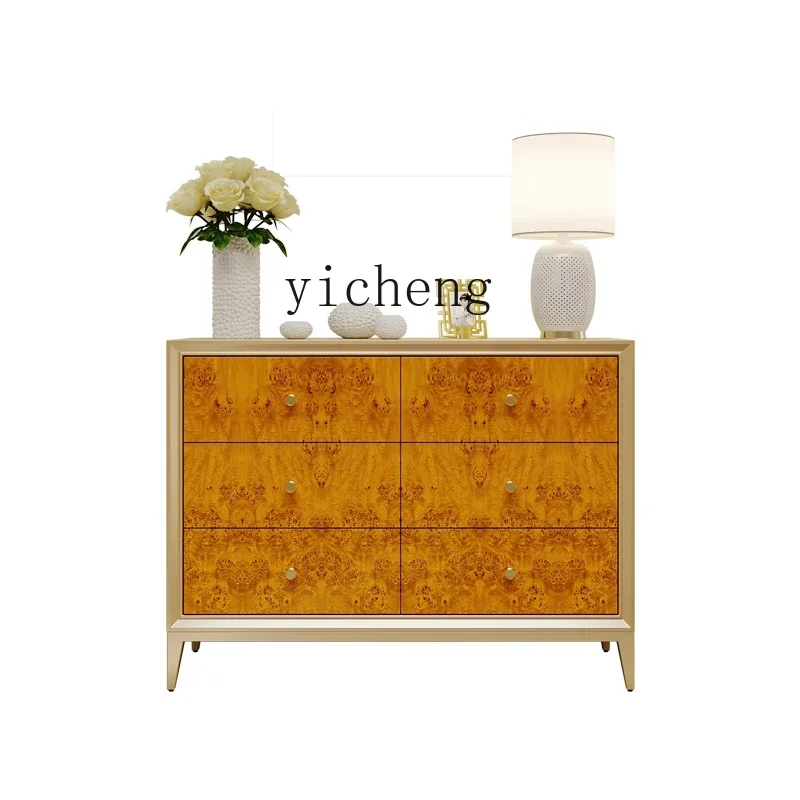 

light luxury chest cabinet wood high value drawer locker Nordic style living room dining side cabinet